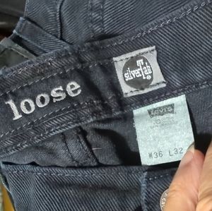 Levis's VTG Silver Tab Loose Fit Black Denim Jeans Rare Find 36X32